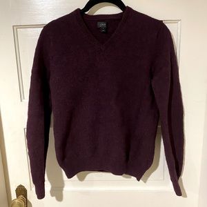 J Crew Plum Merino V Neck Sweater Small